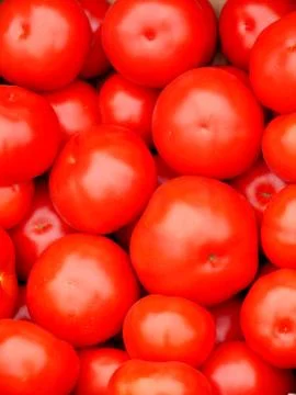 Red tomatoes, background, organic market Stock Photos