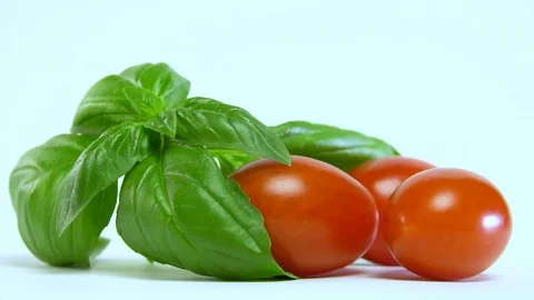 Red Tomatoes With Basil 2 Stock Footage 94445637