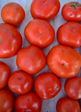 Red tomatoes in box Stock Photos