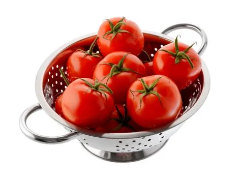Red tomatoes in a colander Stock Photos