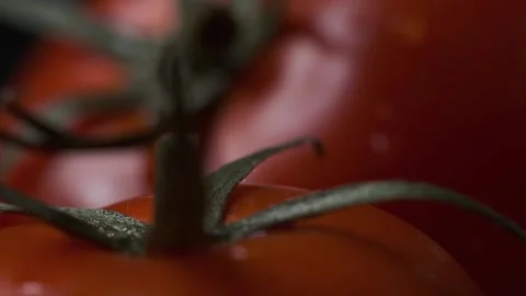 Red tomatoes with a dripping drop Stock Footage 140115368