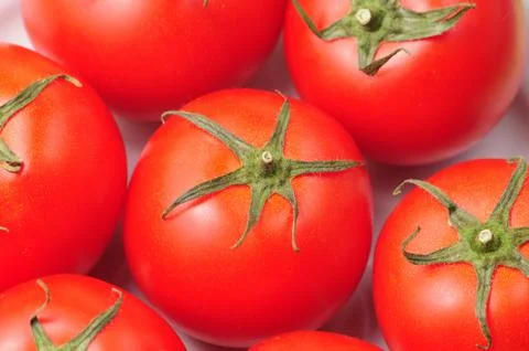 Red tomatoes on a marble background Stock Photos