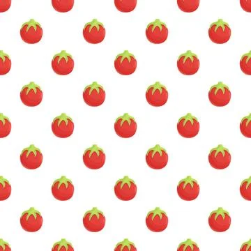 Red tomatoes repeating seamless pattern on white background Stock Illustration