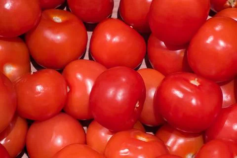The red tomatoes in the store, close-up Stock Photos
