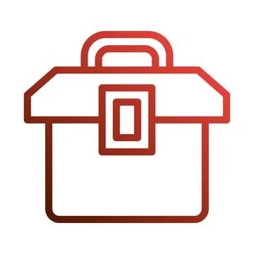 Red tool box with handle and lock outline vector 스톡 일러스트