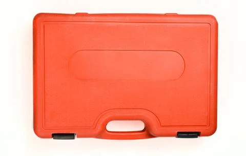 Red tool case isolated on white background. Top View.. Red tool case isolated Stock Photos