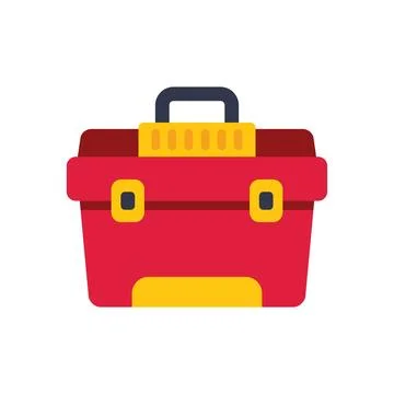 Red toolbox holding tools for repairing and maintaining equipment Stock Illustration