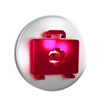 Red Toolbox icon isolated on transparent background. Tool box sign. Silver .. Stock Illustration