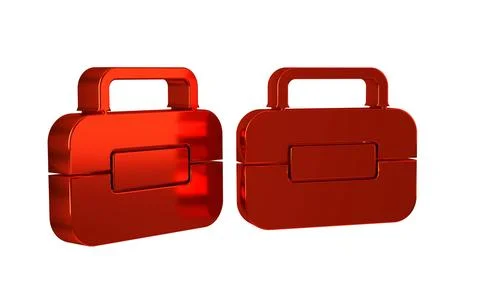 Red Toolbox icon isolated on transparent background. Tool box sign. Stock Illustration