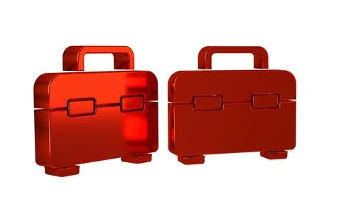 Red Toolbox icon isolated on transparent background. Tool box sign. Stock Illustration