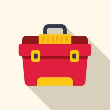 Red toolbox icon representing construction and repair work Stock Illustration