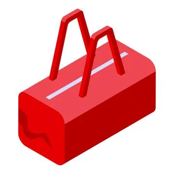 Red toolbox isometric projection showing handles and body Stock Illustration
