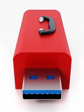 Red toolbox with usb 3.0 plug. 3D illustration Stock Illustration