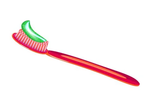 Red toothbrush with toothpaste icon isolated on white background. Stock Illustration