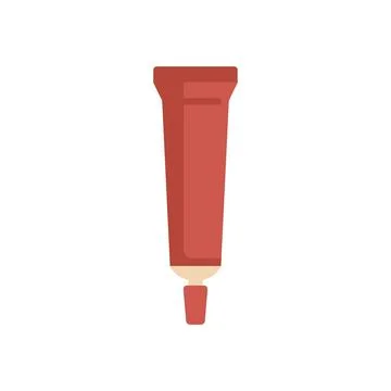 Red toothpaste tube with white cap standing up Stock Illustration