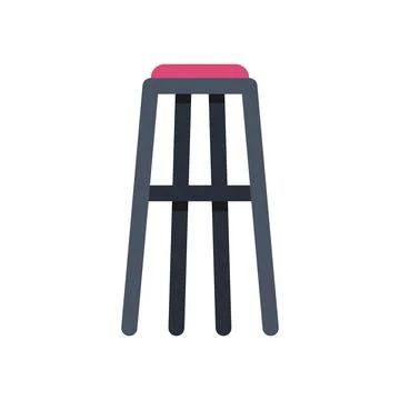 Red top bar stool flat vector icon Stockillustratie