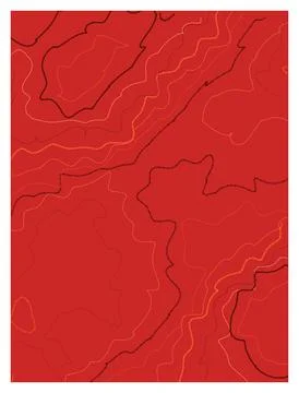 Red topographic style contour map lines for abstract modern graphic backgroun Stock Illustration