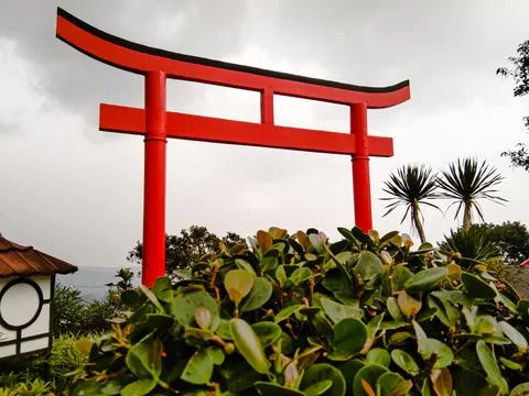 The red torii gate in indonesia Stock Photos