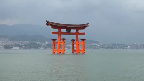 Red Torii Gate at Miyajima, Itsukushima Shrine Hiroshima Stock Footage 255995751