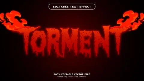 Red Torment Vector Fully Editable Text Effect suitable for Halloween design Stock Illustration