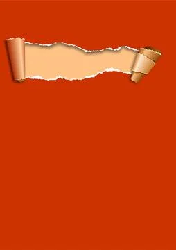 Red Torn Paper Background – Ripped Texture with Beige Reveal Stock Illustration