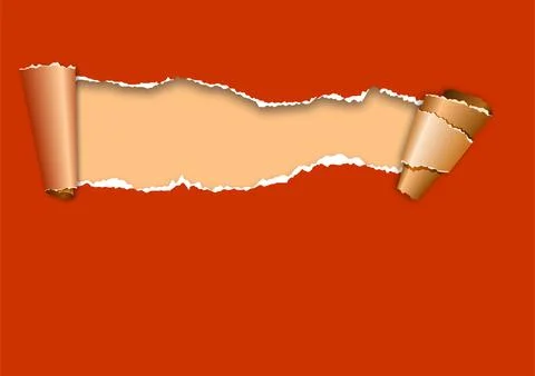 Red Torn Paper Background – Ripped Texture with Beige Reveal Illustrazione stock