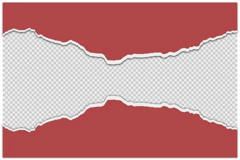 Red Torn Paper Frame with Transparent Background Stock Illustration