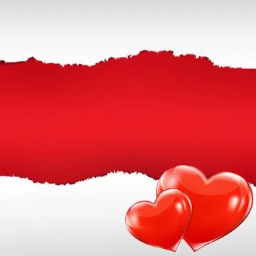 Red torn poster with hearts Stock Illustration