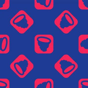 Red Tornado icon isolated seamless pattern on blue background. Cyclone Illustrazione stock