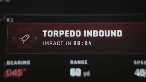 Red Torpedo Inbound Warning With Impact Countdown Timer 4K Stock Footage 341844858