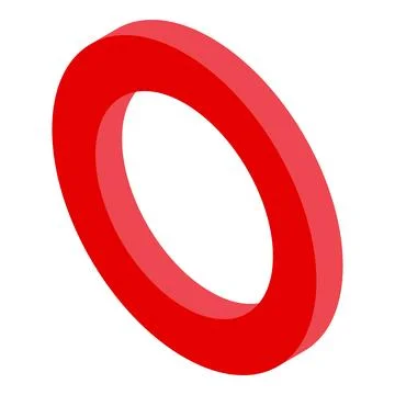 Red torus floating in white space representing abstract concepts Stock Illustration