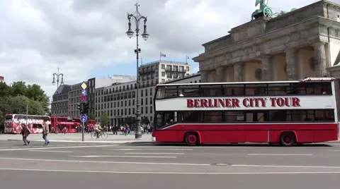 Red Tourist Double Decker Bus In Berlin 스톡 동영상 50153403