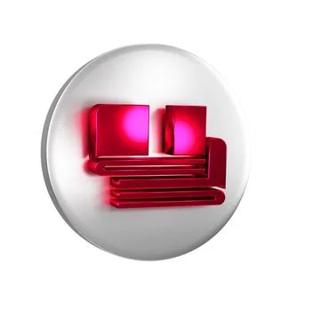 Red Towel stack icon isolated on transparent background. Silver circle button Stock Illustration