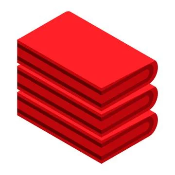 Red towel stack icon, isometric style Stock Illustration