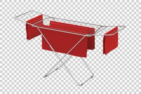 Red towels drying on a clothes drying rack Stock Illustration