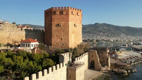 Red Tower in Alanya Video stock 233686443