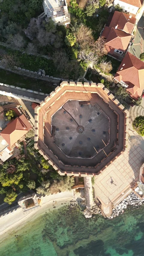 Red Tower in Alanya.Vertical Video stock 233687235