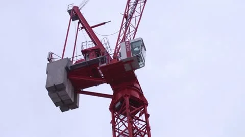 Red Tower crane cab Stock Footage 21977789