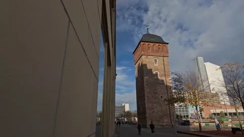 The red tower in the old town of Chemnitz. European Capital of Culture 2025. Stock Footage 289727388