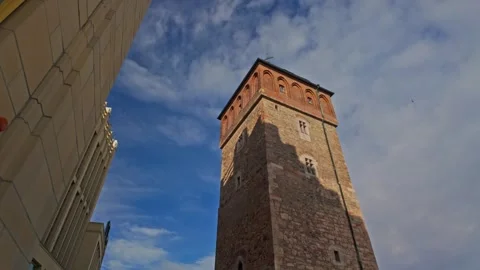 The red tower in the old town of Chemnitz. European Capital of Culture 2025. Stock Footage 289727455