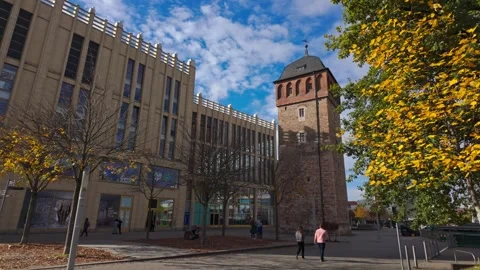 The red tower in the old town of Chemnitz. European Capital of Culture 2025. Stock Footage 289728221