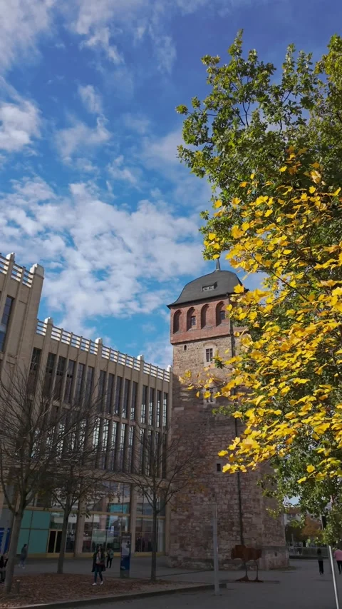 The red tower in the old town of Chemnitz. European Capital of Culture 2025. Stock Footage 289730542