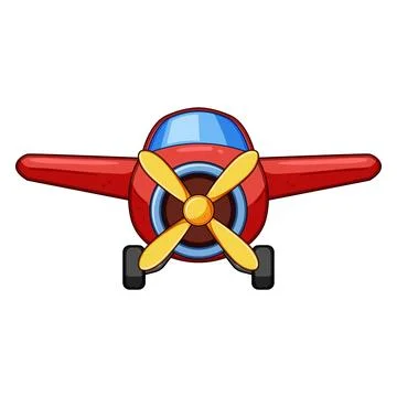 Red toy airplane front view with propeller Stock Illustration