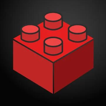 Red Toy brick block or piece flat vector color icon for toy apps and websites Stock Illustration