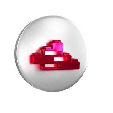 Red Toy building block bricks for children icon isolated on transparent bac.. Ilustración de archivo