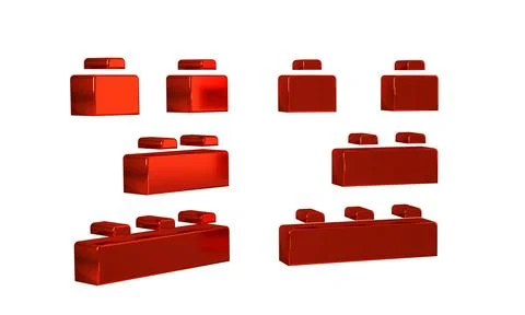 Red Toy building block bricks for children icon isolated on transparent bac.. Ilustración de archivo