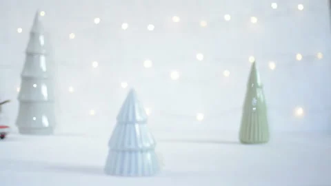 Red toy car with a christmas tree on the roof Stock Footage 98601547