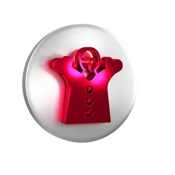 Red Toy puppet doll on hand icon isolated on transparent background. Silver.. Stock Illustration