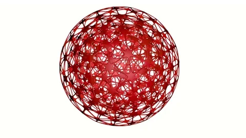Red tracery three-dimensional spheres rotate relative to each other. 3D renderin Video stock 94830900
