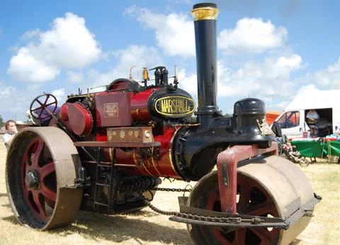 Red traction engine Stock Photos